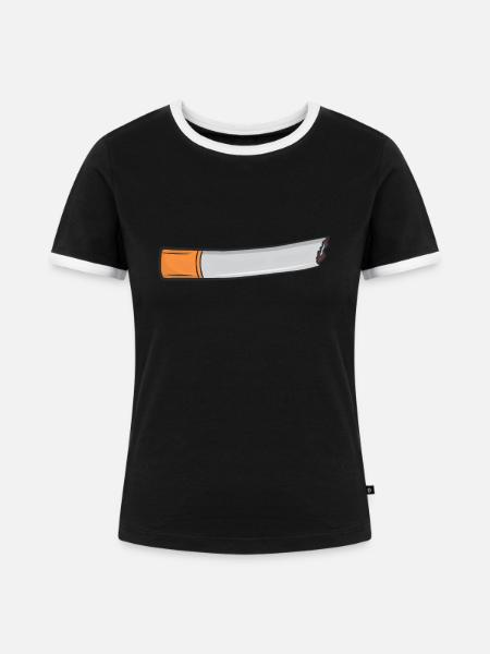Zigarette - Frauen Kontrast-T-Shirt - Schwarz/Weiß