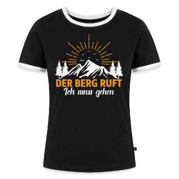 Berge Edelweiß Bergrettung - Frauen Kontrast-T-Shirt - Schwarz/Weiß - Vorne - Selfina (174cm)