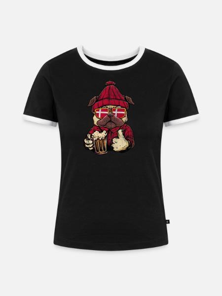 Dänemark - Frauen Kontrast-T-Shirt - Schwarz/Weiß