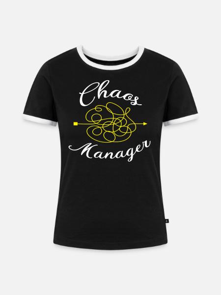 Chaos Manager - Frauen Kontrast-T-Shirt - Schwarz/Weiß