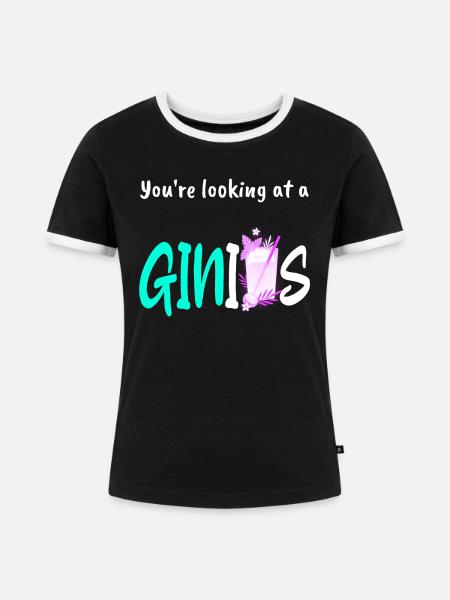 Gin Gin Gin - Frauen Kontrast-T-Shirt - Schwarz/Weiß