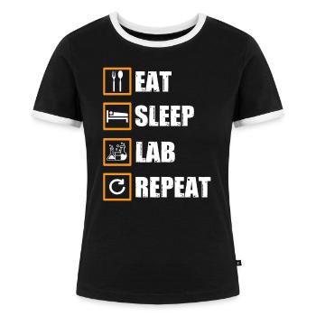 Labor Geschenk - Frauen Kontrast-T-Shirt - Schwarz/Weiß - Vorne - Selfina (174cm)