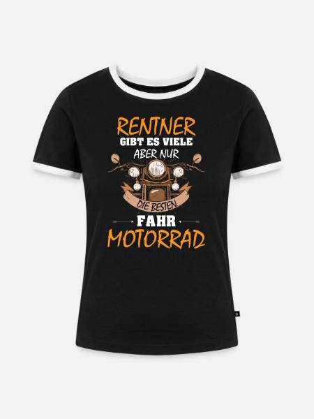 Motorrad Rentner Geschenk - Frauen Kontrast-T-Shirt - Schwarz/Weiß