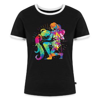 Sternzeichen Wassermann Astrologie Horoskop - Frauen Kontrast-T-Shirt - Schwarz/Weiß - Vorne - Selfina (174cm)