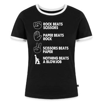 Stein Schere Papier - Frauen Kontrast-T-Shirt - Schwarz/Weiß - Vorne - Selfina (174cm)