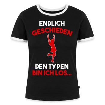 Geschieden Scheidung Trennung - Frauen Kontrast-T-Shirt - Schwarz/Weiß - Vorne - Selfina (174cm)
