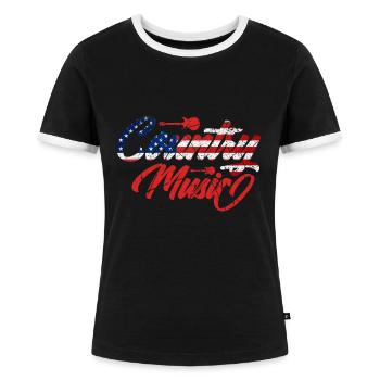 Country Musik Vintage Gitarre - Frauen Kontrast-T-Shirt - Schwarz/Weiß - Vorne - Selfina (174cm)