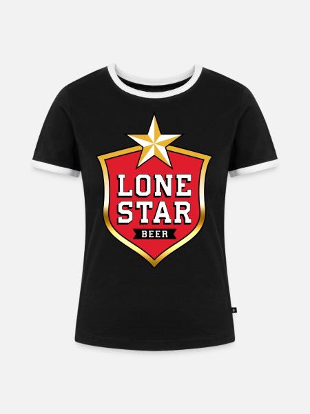 Lone Star Beer Gold - Frauen Kontrast-T-Shirt - Schwarz/Weiß