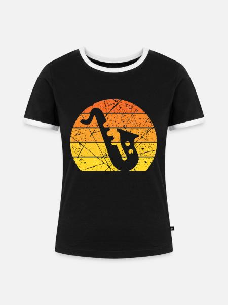 Blasmusik Saxophon - Frauen Kontrast-T-Shirt - Schwarz/Weiß