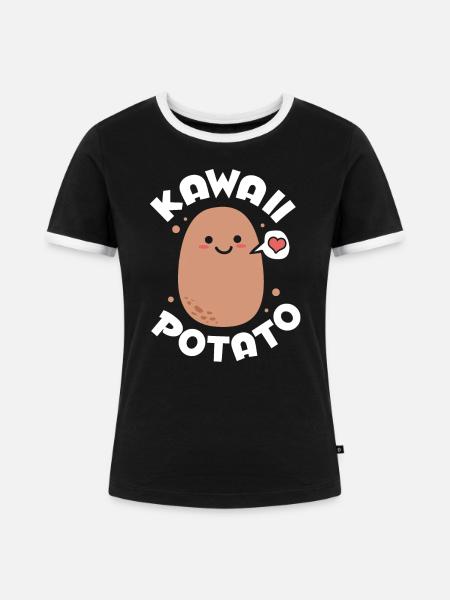 Otaku Kawaii - Frauen Kontrast-T-Shirt - Schwarz/Weiß