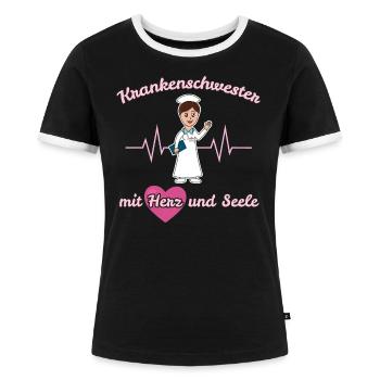 Krankenschwester Sprüche Zitate Schön - Frauen Kontrast-T-Shirt - Schwarz/Weiß - Vorne - Selfina (174cm)