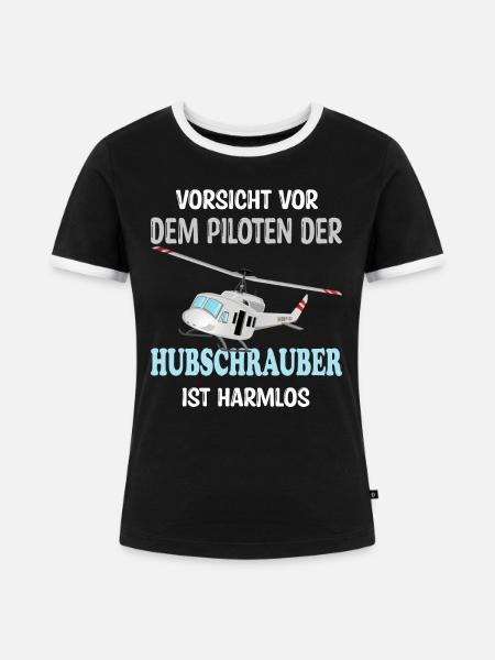 HUBSCHRAUBER HELIKOPTER - Frauen Kontrast-T-Shirt - Schwarz/Weiß
