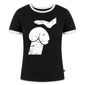 Zweideutig Hund Penis Hund wie ein Schwanz - Frauen Kontrast-T-Shirt - Schwarz/Weiß - Vorne - Selfina (174cm)