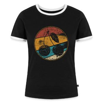 Kirsche vintage - Frauen Kontrast-T-Shirt - Schwarz/Weiß - Vorne - Selfina (174cm)
