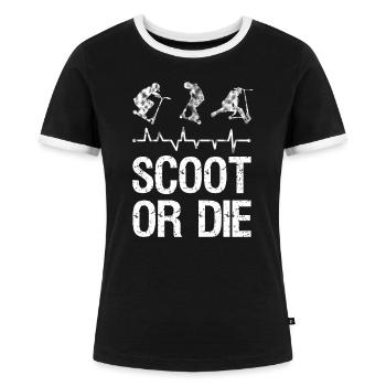 Stunt Scooter - Frauen Kontrast-T-Shirt - Schwarz/Weiß - Vorne - Selfina (174cm)