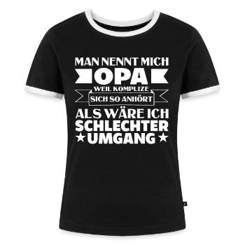 Opa Geschenk Lustiger Spruch Vatertag Enkelkind - Frauen Kontrast-T-Shirt - Schwarz/Weiß - Vorne - Selfina (174cm)