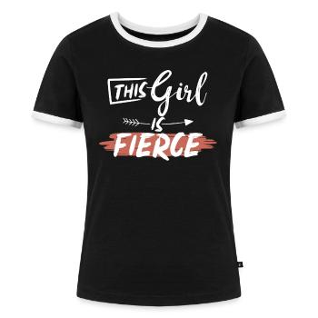 Feministin Feminismus - Frauen Kontrast-T-Shirt - Schwarz/Weiß - Vorne - Selfina (174cm)