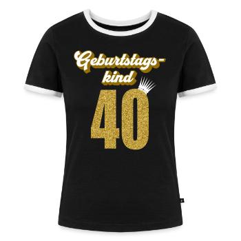40. Geburtstag 40 Jahre 40er Geburtstagskind - Frauen Kontrast-T-Shirt - Schwarz/Weiß - Vorne - Selfina (174cm)
