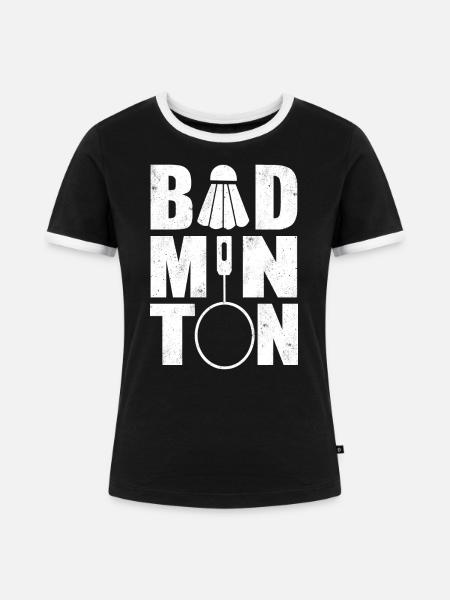 Badminton Federball Badmintonschläger Geschenk - Frauen Kontrast-T-Shirt - Schwarz/Weiß