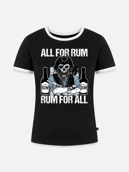 Rum Piratenflagge - Frauen Kontrast-T-Shirt - Schwarz/Weiß