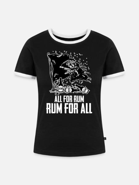 Rum Piratenflagge - Frauen Kontrast-T-Shirt - Schwarz/Weiß