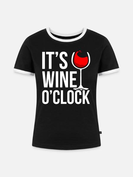 Wein - Frauen Kontrast-T-Shirt - Schwarz/Weiß