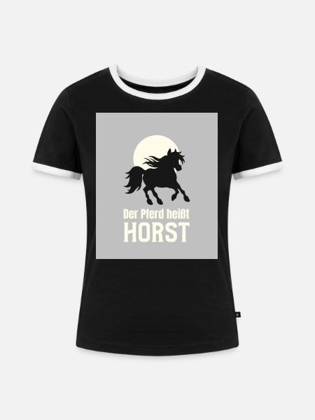 Der Pferd heißt Horst - Frauen Kontrast-T-Shirt - Schwarz/Weiß