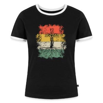 Christliches Kreuz Baum Wurzel Jesus Religion - Frauen Kontrast-T-Shirt - Schwarz/Weiß - Vorne - Selfina (174cm)
