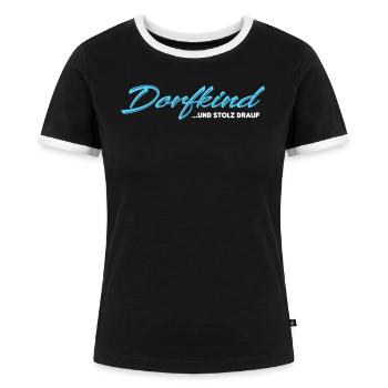 Dorfkind und Stolz drauf - Frauen Kontrast-T-Shirt - Schwarz/Weiß - Vorne - Selfina (174cm)