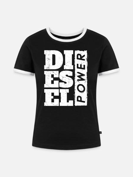 Diesel Power Rolling Coal - Frauen Kontrast-T-Shirt - Schwarz/Weiß