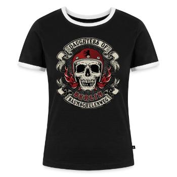Berlin Baumschulenweg daughters of Berlinerin - Frauen Kontrast-T-Shirt - Schwarz/Weiß - Vorne - Selfina (174cm)