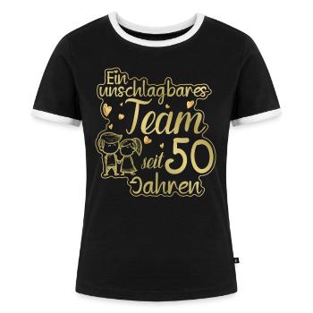 Ein perfektes Team seit 50 Jahren Hochzeitstag - Frauen Kontrast-T-Shirt - Schwarz/Weiß - Vorne - Selfina (174cm)