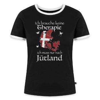 Jütland Kopenhagen Dänemark Dansk Geschenkidee - Frauen Kontrast-T-Shirt - Schwarz/Weiß - Vorne - Selfina (174cm)
