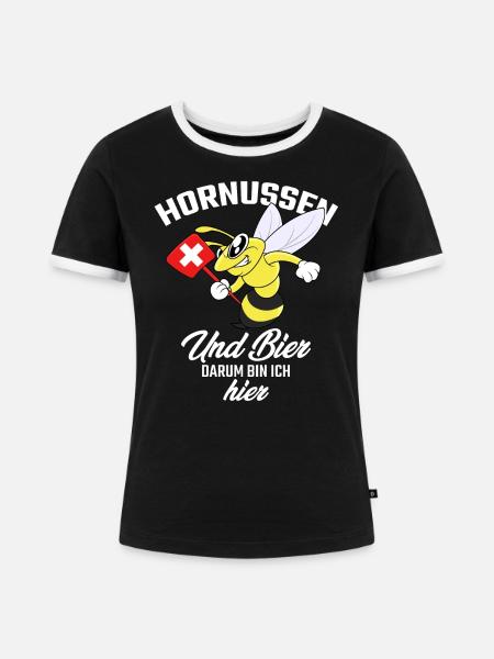 Hornussen und Bier - Frauen Kontrast-T-Shirt - Schwarz/Weiß