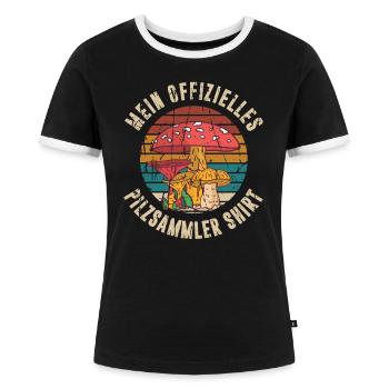 Mein Offizielles Pilzsammler Shirt Pilzsammler Pil - Frauen Kontrast-T-Shirt - Schwarz/Weiß - Vorne - Selfina (174cm)