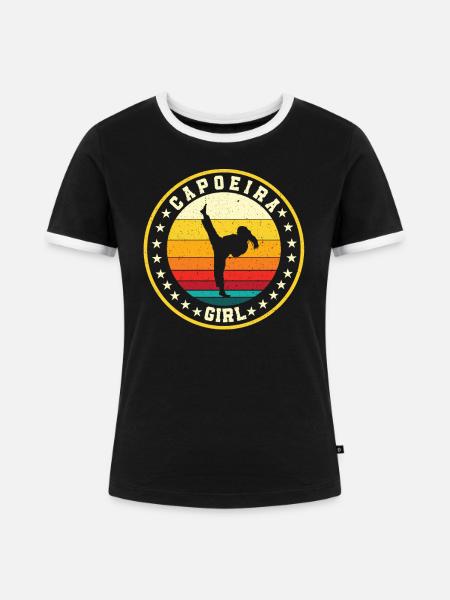Capoeira Mädchen - Frauen Kontrast-T-Shirt - Schwarz/Weiß