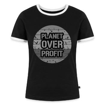 Nachhaltigkeit - Frauen Kontrast-T-Shirt - Schwarz/Weiß - Vorne - Selfina (174cm)