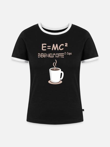 E=MC² Energie = Milchkaffee 2 Tassen - Frauen Kontrast-T-Shirt - Schwarz/Weiß