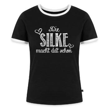 silke - Frauen Kontrast-T-Shirt - Schwarz/Weiß - Vorne - Selfina (174cm)