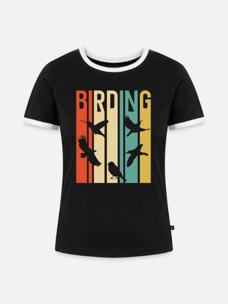 Birding Birdwatching Lovers | Birdwatching - Frauen Kontrast-T-Shirt - Schwarz/Weiß