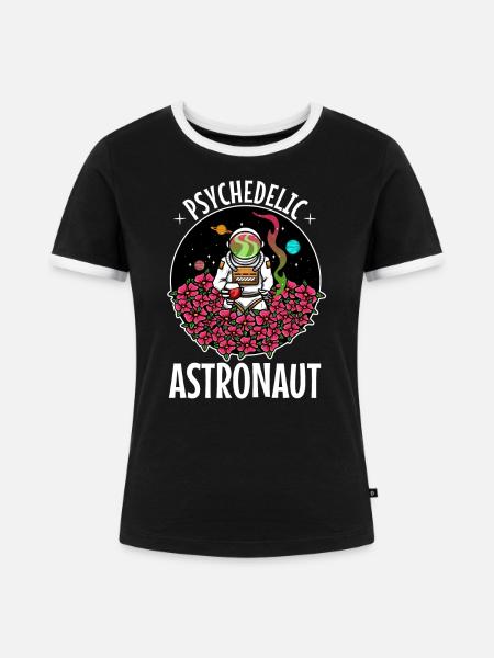 Psychedelic Astronaut - Frauen Kontrast-T-Shirt - Schwarz/Weiß