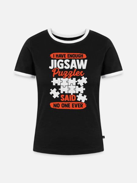 Lustiges Puzzle Puzzeln Puzzler Geschenk - Frauen Kontrast-T-Shirt - Schwarz/Weiß