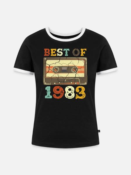 Best 1983 Cassette - Frauen Kontrast-T-Shirt - Schwarz/Weiß