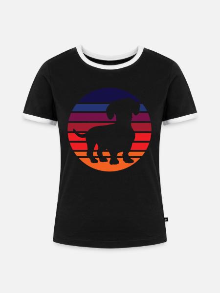 Dachshund Teckel Dackel - Frauen Kontrast-T-Shirt - Schwarz/Weiß