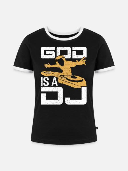 DJ - Frauen Kontrast-T-Shirt - Schwarz/Weiß