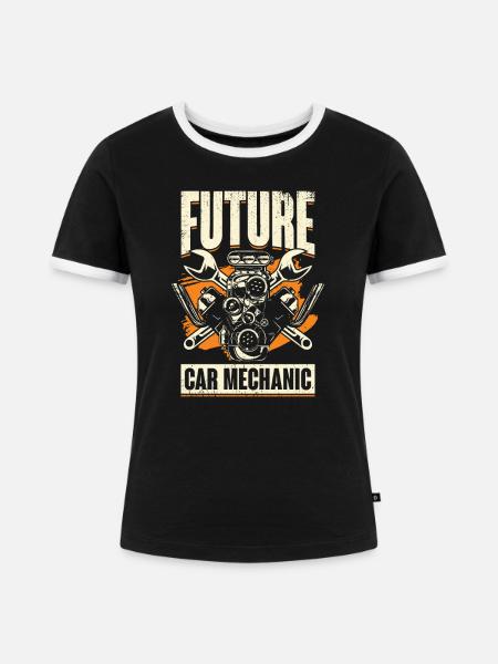 Zukünftiger Auto Mechaniker Geschenk - Frauen Kontrast-T-Shirt - Schwarz/Weiß