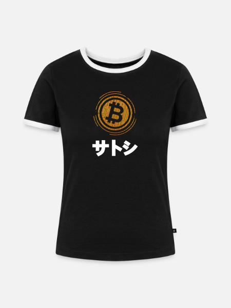 サトシ Bitcoin Crypto Währung - Frauen Kontrast-T-Shirt - Schwarz/Weiß