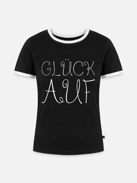 Glück auf - Frauen Kontrast-T-Shirt - Schwarz/Weiß