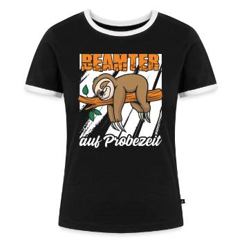 Beamter auf Probezeit - Beamter Kaffee Geschenk - Frauen Kontrast-T-Shirt - Schwarz/Weiß - Vorne - Selfina (174cm)