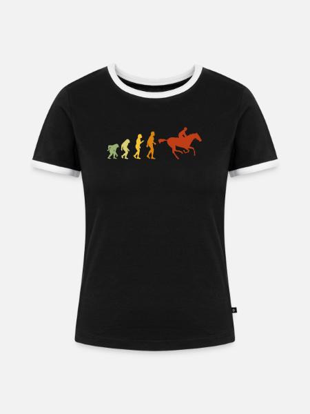 Pferderennbahn Bekleidung für Jockeys - Frauen Kontrast-T-Shirt - Schwarz/Weiß
